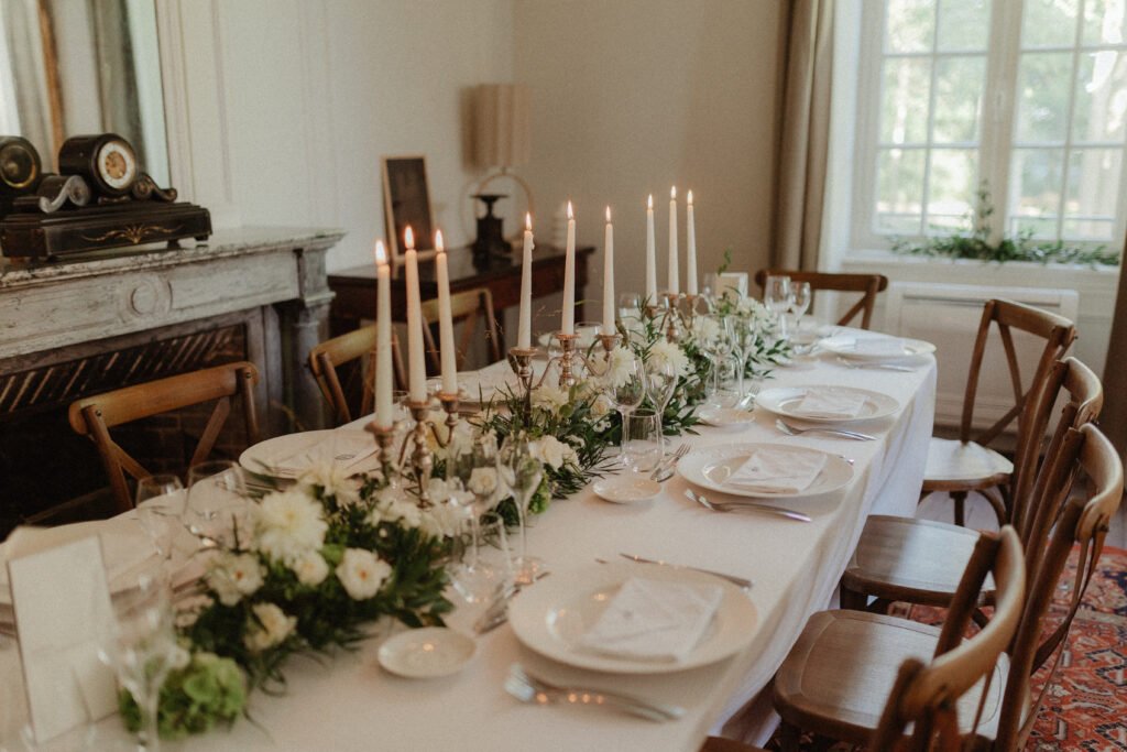 déco de table mariage au Château de Cromicy